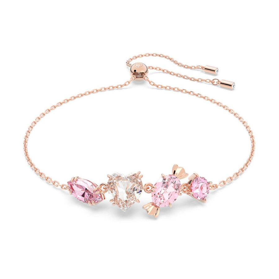 Swarovski Taşlı Rosegold Pembe Taşlı  Bileklik  (Altın Kaplama)